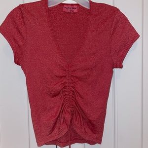 Ruched front Michael stars red glittery T shirt